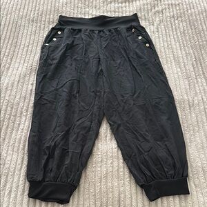 Black Jogger Pants with Button Accents